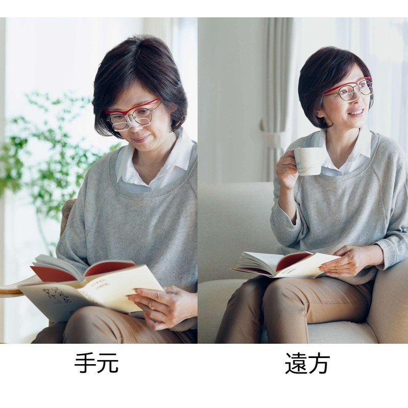 CHARMANT 特許取得 手元も遠方も同時に見れる 眼鏡型ルーペ 拡大鏡 （眼鏡ストラップ２本付） (ブラック)
