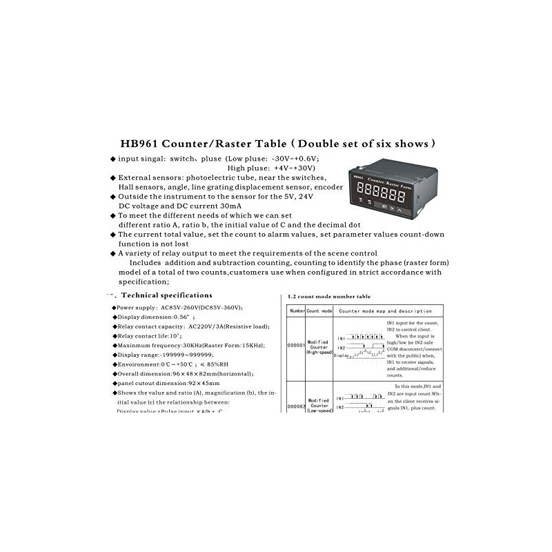 CALT HB961 Pulse Indicator Readout AC 85~260V/DC 85~360V Digital Display