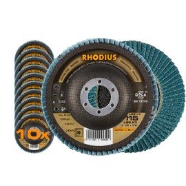 Rhodius Inox Fan Grinding Discs LSZ F3 Diameter 115, 125 mm K40 - K80 for Angle Grinder Abrasive Mop Discs 5 - 10 Pieces, Ø 115 mm, Grain size: 40