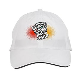 Makoroni - Peace Love Jew's HARP Hat Adjustable Cap, DesJ26 White