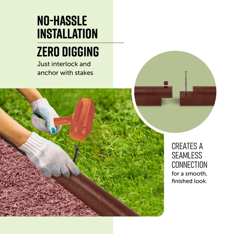 Playsafer 4' Flexible Interlocking Rubber Edging Border System for Playgrounds,