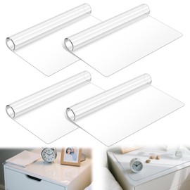 4 Pcs Nightstand Protector Clear Desk Mat Night Stand Cover Plastic Bedside Table Cover Clear Plastic Protector for Table 15.8 X 23.6 in 1.5mm Thick for Top PVC Coffee Dresser Covers Top Rectangle