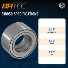 BRTEC 510050 2 Pack Front Wheel Hub Bearing Assembly for Honda Accord Civic CR-V Element Pilot Prelude S2000, for Acura CL MDX RSX TL Pair
