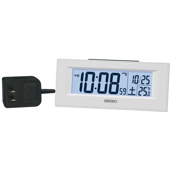 Seiko Clock DL218W Table Clock, Alarm Clock, Radio, White, Digital, LED Backlight, 2.5 x 6.0 x 1.5 inches (64 x 154 x 39 mm)