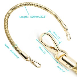 Piutouyar 2 Pcs 52cm/20 Inch Replacement Braided Purse Straps PU Leather Handbag Handles with Gold Spring Buckle for DIY Bag Accessories(Gold)