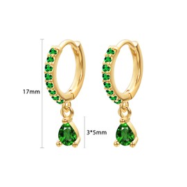 Vissen Small Earrings Women's Creole Earrings with Pendant Drop Shape Zirconia Gold-Plated Elegant Jewellery Girls Delicate Hoop Hanging Earrings, Cubic Zirconia, Cubic Zirconia