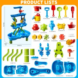 Beby Buty 4-Tier Water Table for Toddlers 3-5 Kids Ages 4-8, Summer Outdoor Beach Sensory Activity Playset Kids Sand Box and Water Table Toys, Party Birthday Gifts for Boys and Girls 3 4 5 6 7 8