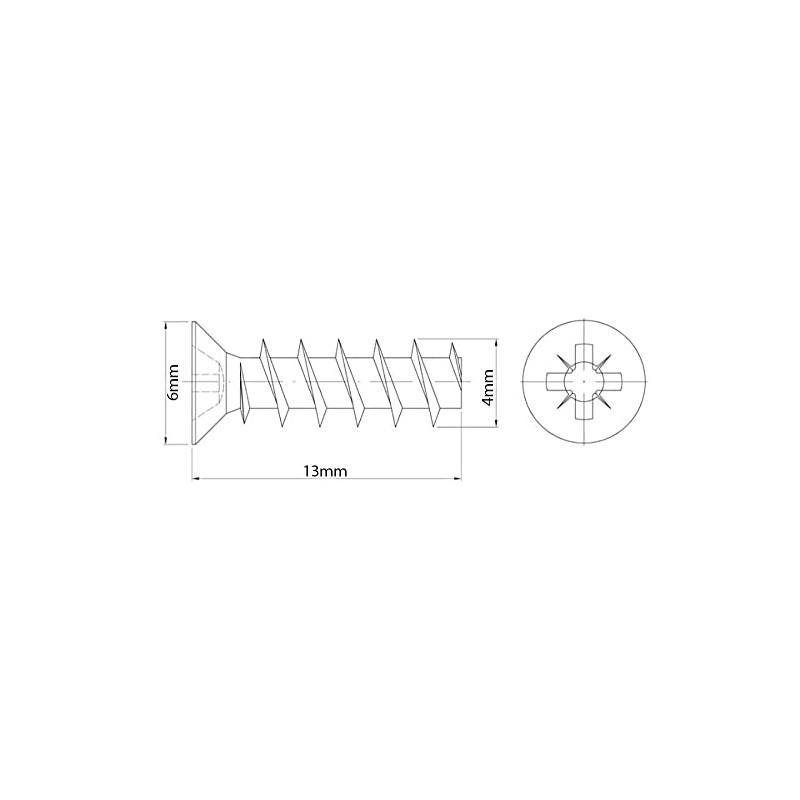 4mm x 13mm Euro Screws for Hinges Draw Runner Screws
