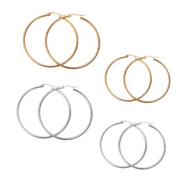 SHOWERORO 4 Pair Titanium Steel Earrings Simple Round Drop Earrings for Women Fashion Jewelry for Daily Party Occasions