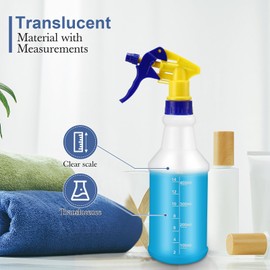 Gandeer 10 Pack Spray Bottles 16 oz Empty Water Spray Bottles for Cleaning Heavy Duty Refillable Squirt ‌container with Measurements Adjustable Nozzle for Household (Blue and Yellow,Stylish Style)