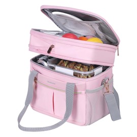 Hedcaw - Lonchera para mujer, con aislamiento de doble cubierta, para mujer, expandible a prueba de fugas, reutilizable, para el trabajo, oficina, picnic, rosa