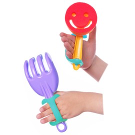 AIDBONES Pediatric Hand Adapter, Baby Grip Assistance, Child Independence Feeding Tool, Special Needs, Thumb Hypoplasia, Symbrachydactyly (Pack of 2, Blue 11 cm)