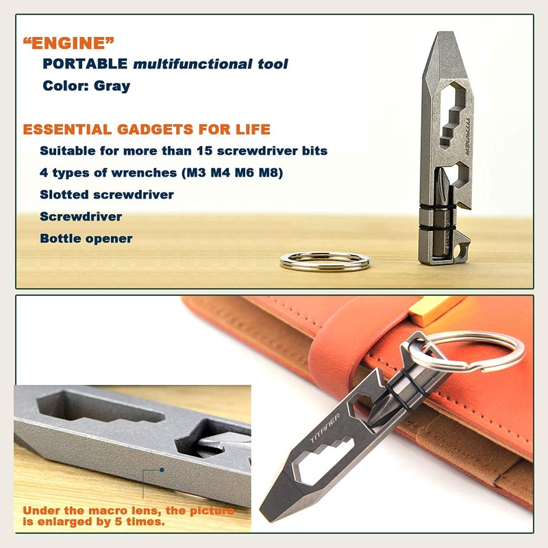 Titanium Pry Bar EDC Pry Tool with Bottle Opener Screwdriver