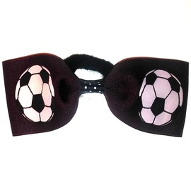 Soccer Hair Bow without tails, many colors avail, Made in the USA, black band (Maroon)