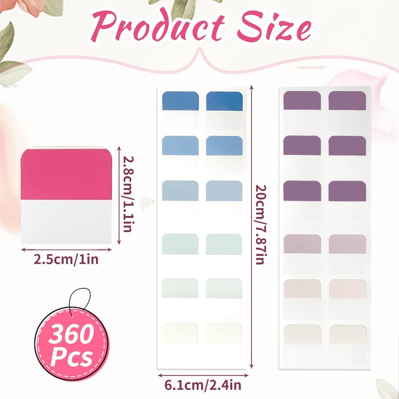 360 Pcs Book Tabs, Writable Sticky Tabs Colorful Page Markers