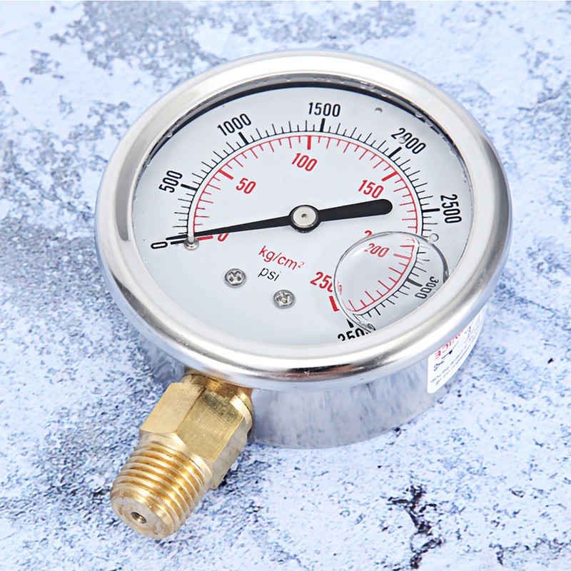 Stainless Steel Hydraulic Liquid Filled Fuel Pressure Gauge 0-3500 PSI