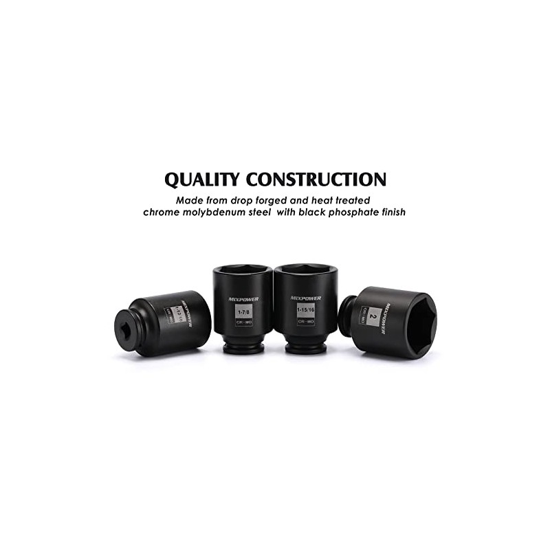 MIXPOWER 1/2-Inch Drive Deep Impact Socket Set, Inch, Cr-Mo, 6
