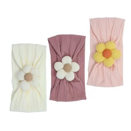 Nirvany 3 Pcs Baby Flower Headbands Baby Girls Nylon Headbands Soft Hairbands Hair Accessories (Style C)