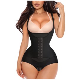 Gotoly Women Waist Trainer Bodysuit Tummy Control Corset Full Body Shaper Cincher Tank Top with Adjustable Straps (3X-Large, Black)