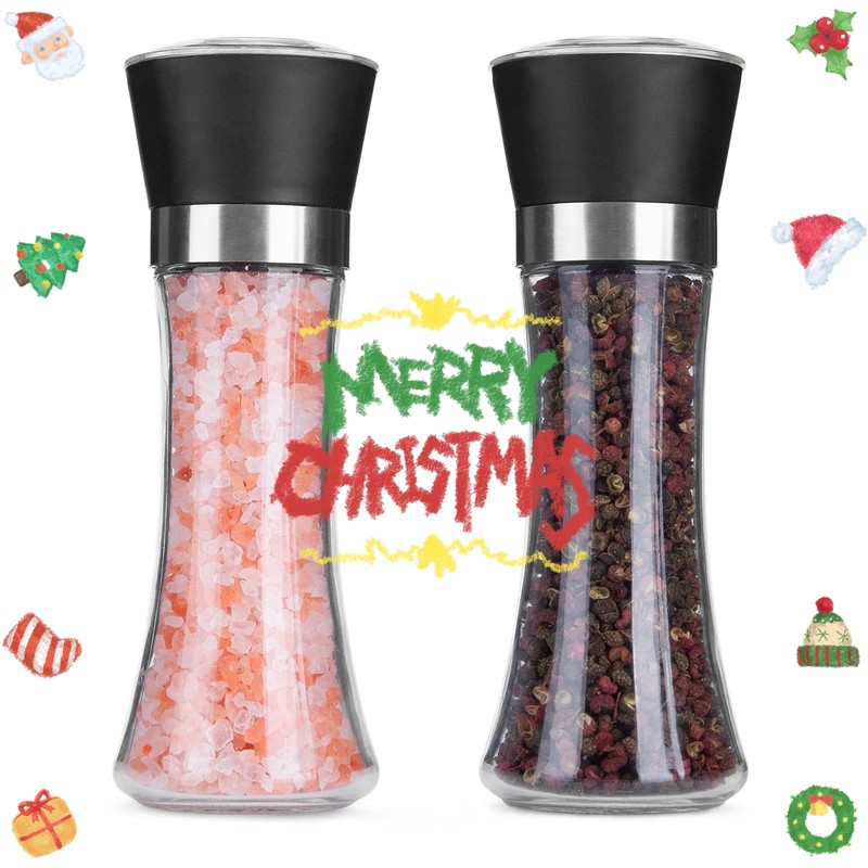 Hotder Premium Pepper and Salt Grinder Set of 2-Refillable Coarseness