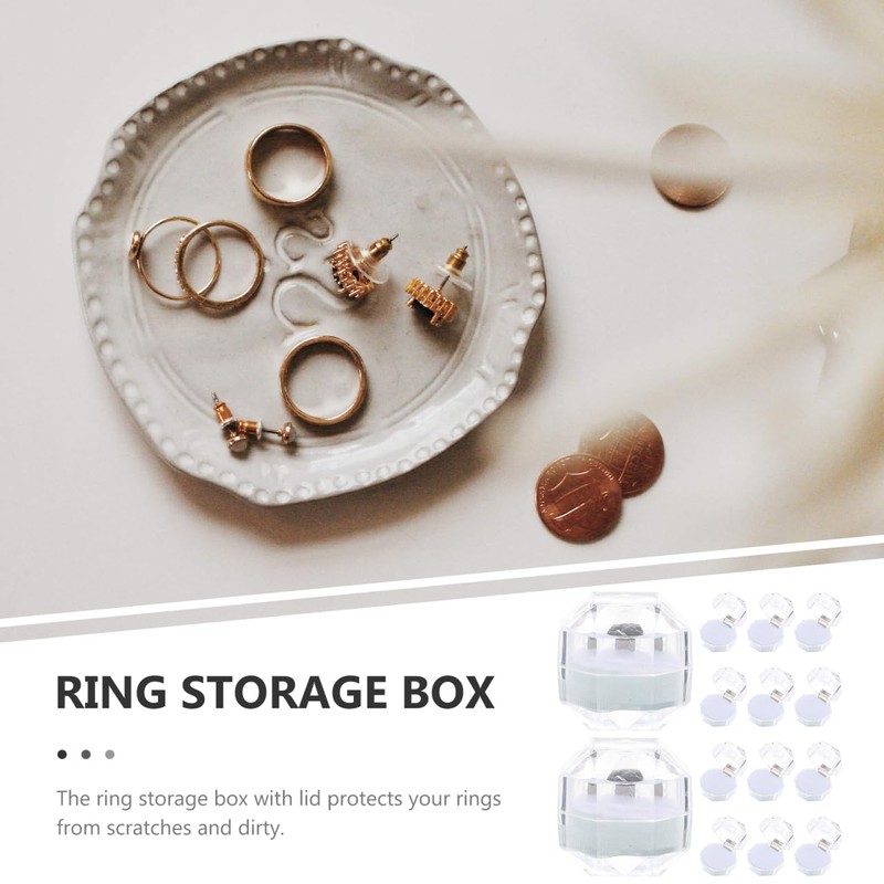 GANAZONO 20pcs Ring Case Transparent Engagement Ring Box Wedding Ring