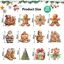 12 Pack Gingerbread Man Christmas Tree Hanging Decorations, Xmas Tree Ornaments Set Pendants, Gingerbread Man for Festive Holiday Party Decoration DIY Craft Accessories (12 Design Styles)