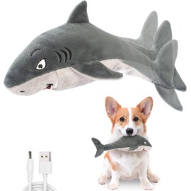 Petiepaw - Juguetes interactivos para perros, tiburón de peluche con movimiento y sonido, para perros grandes, medianos y pequeños, con materiales seguros de felpa y algodón natural