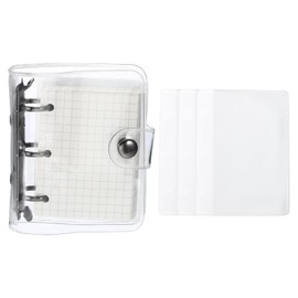 PATIKIL Clear 3 Ring Binder Cover, PVC Notebook Binder, Mini Refillable Loose Leaf Folder Planner with 80 Sheets Paper, Black