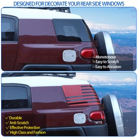 Compatible with Toyot@ FJ Cruiser 2007-2017 Tailgate Side Window American Flag Decal Sticker, Rear Side Window American Flag Trim Sticker Decal Accessories, 2PCS (Red)