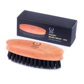 ZEUS Pocket Beard Brush, Boar Bristle Travel Beard & Mustache Brush for Men – MADE IN GERMANY (SOFT BRISTLES) N92