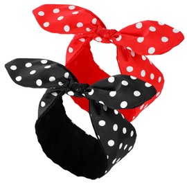 TIESOME 2 Pcs Polka Dot Headband Bandana Headband Vintage 50s Costume Hair Accessories Bows Wide Headwrap for Women