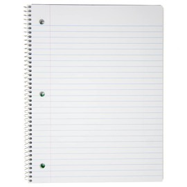 Top Flight Standards 1-Subject Notebook, 70 Sheets, Perforated, Wide Rule, Color May Vary (31306)