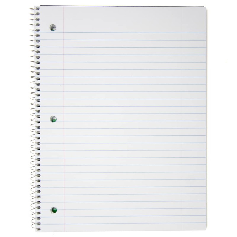 Top Flight Standards 1-Subject Notebook, 70 Sheets, Perforated, Wide Rule,