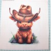 Fabric Panel 14"x14" Cowboy Baby Highland Cow 100% Cotton Quilting