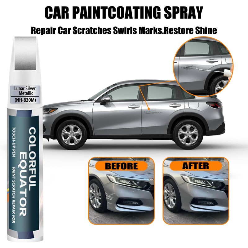 Lunar Silver Metallic(NH-830M) Touch Up Paint Compatible with Honda, Car