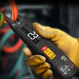 MAXRIENY - Medidor de pinza digital de corriente alterna y corriente continua, tenedor de mandíbula abierta, multímetro recargable de rango automático, NCV, amperios, voltaje, ohmios, probador