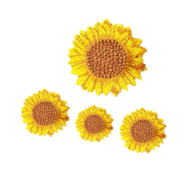 DOITOOL 4pcs Sunflower Embroidered Applique Patches for DIY Clothing Bags