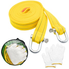 5 m Car Tow Rope, 5 Tonnes (11,000 Lbs) Tow Rope Nylon Tow Rope, with 2 Safety D-Ring Hooks and Gloves, Rope for Recovery Tow, for All Cars & SUVs