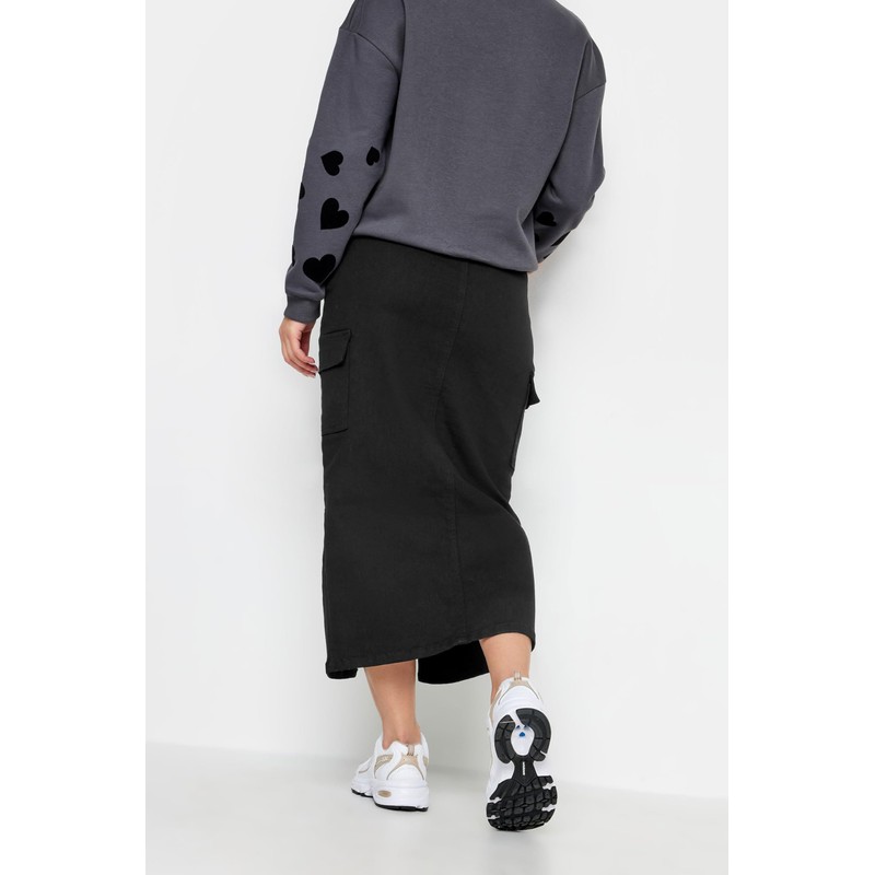PixieGirl Black Utility Midi Skirt Petite