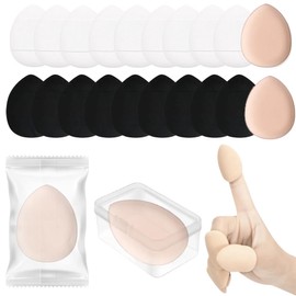YOYOSOFT Cushion Funde Puff Finger Puff Makeup Disposable Individual Packaging Foundation Sponge, 20 Pieces (Drop Shape, 2 Colors) Cosmetic Puff Makeup Sponge, High Density, Rubber Free, Makeup