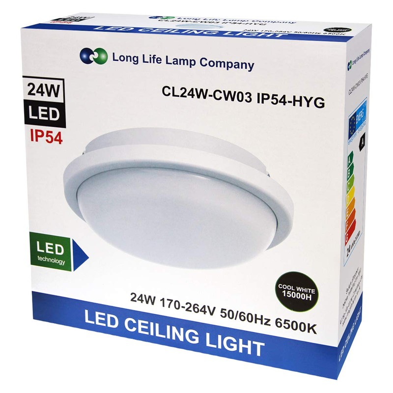 24w LED Bulkhead Round Ceiling Light Flush Mounted 6500k Cool