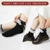 GoGou Ruffle Socks for Women Lace Socks Black White Socks