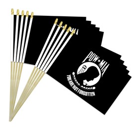 Pow Mia Stick Hand Held Flags 5.6x8.4 Inches Powmia Prisoner of War Wood Staff Flag-10 PCS Per Pack