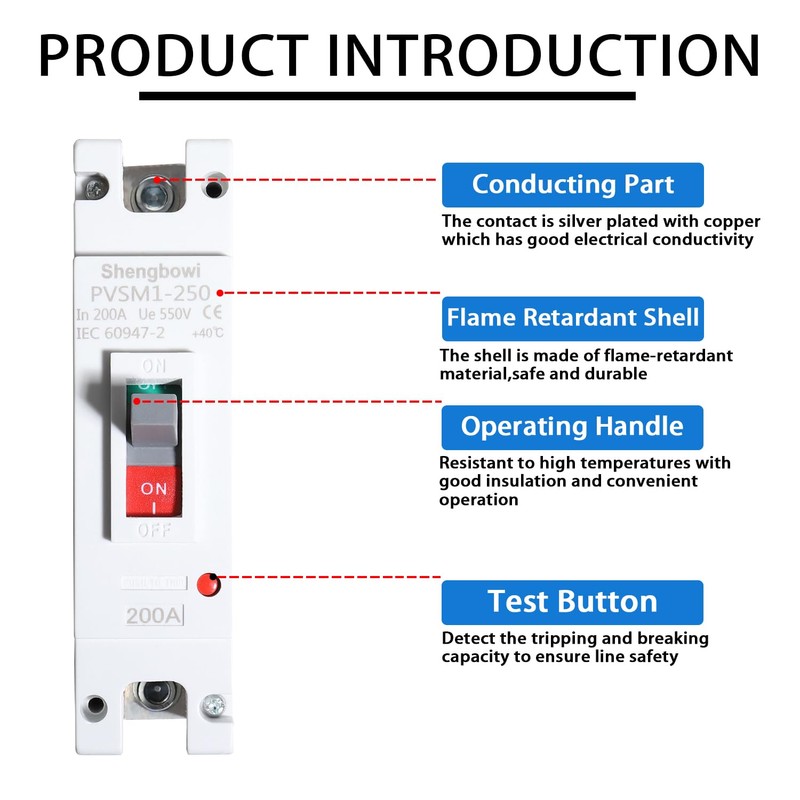 shengbowi Main DC 200 Amp Circuit Breaker AC Disconnect Switch