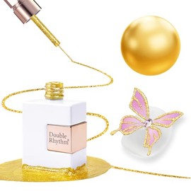 Double Rhythm 15 Ml Metallic Gel Liner Nail Art Gel Bronze Mirror Chrome Painted Drawing Stripper 3D Effect Gel Polish (Glitter Yellow Gold-L1008)