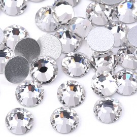 Towenm 720 Pieces Flatback Crystal Rhinestones, SS20 4.8mm Glass Flat Back Crystals for Craft Clothes Nail Face Art, Non Hotfix Round Flatback Loose Gemstones (Crystal Clear/White)
