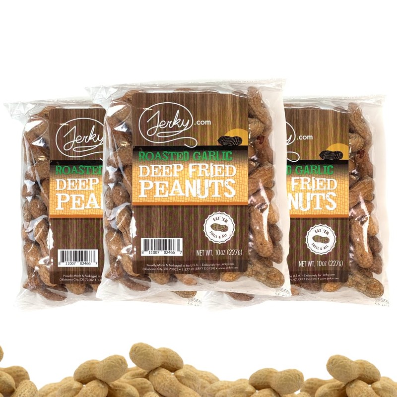 Jerky.com Deep Fried Peanuts in Shell Garlic Flavor 3 Pack