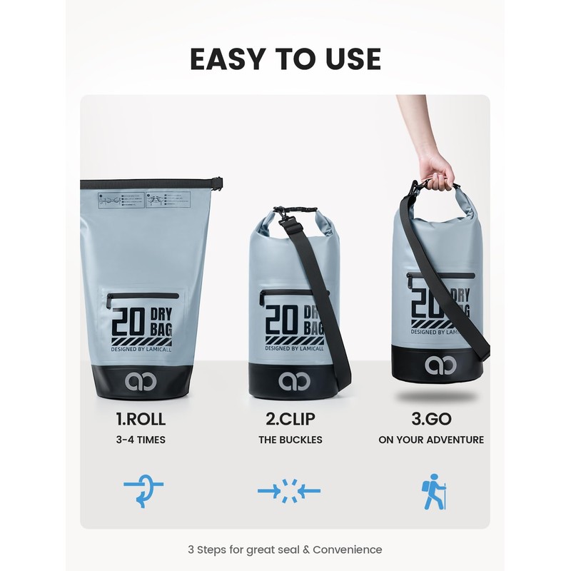 Lamicall Dry Bag, Waterproof Bag - [Robust & Anti-Scratch] 5L/10L/20L/30L/40L