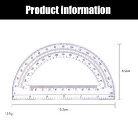 2 Pcs Plastic Protractor Protractor 180 Degrees, 4 Inch and 6 Inch, Clear, 360 Degree Protractor