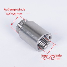 Soytich Stainless Steel Thread Tap Extension 1/2 Inch 3, 4, 5, 6, 8 cm (Tap Extension), Length: 4 cm